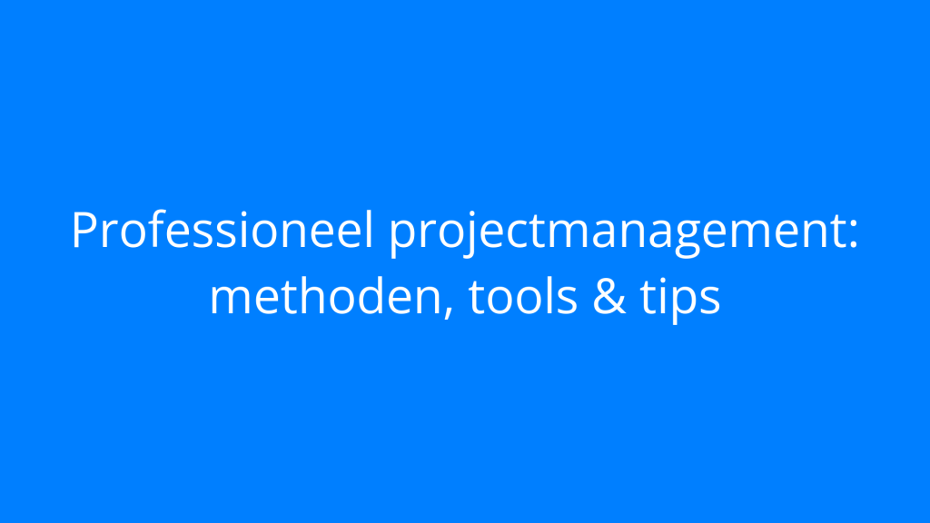 Professioneel projectmanagement: methoden, tools & tips